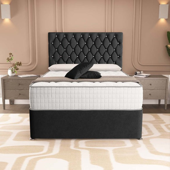 London Chesterfield Divan Bed - Black Naples