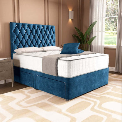London Chesterfield Divan Bed - Blue Coniston