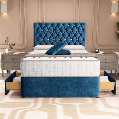 London Chesterfield Divan Bed - Blue Coniston
