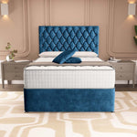 London Chesterfield Divan Bed - Blue Coniston