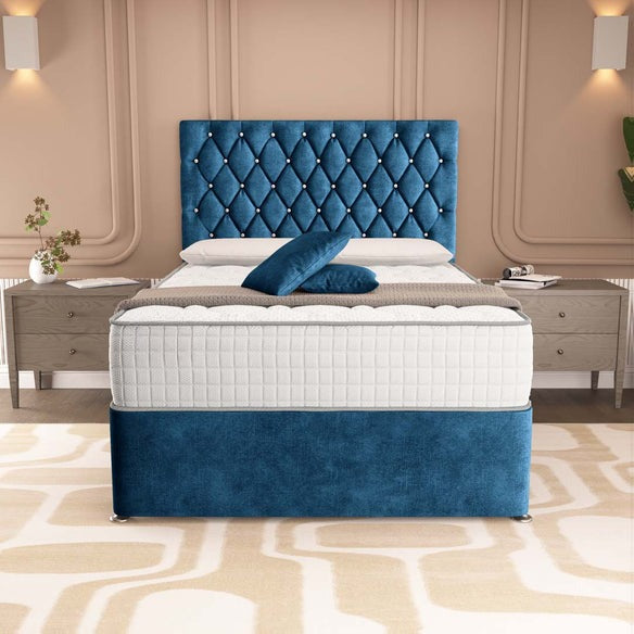 London Chesterfield Divan Bed - Blue Coniston