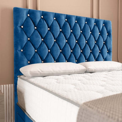 London Chesterfield Divan Bed - Blue Plush Velvet