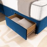 London Chesterfield Divan Bed - Blue Plush Velvet