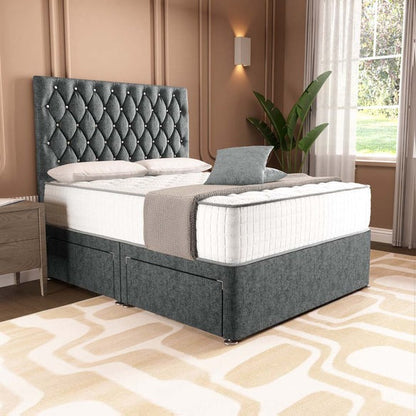 London Chesterfield Divan Bed - Charcoal Chenille