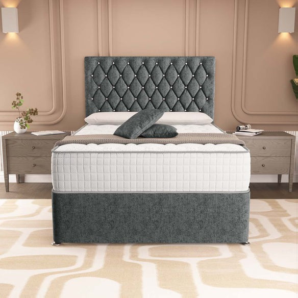 London Chesterfield Divan Bed - Charcoal Chenille