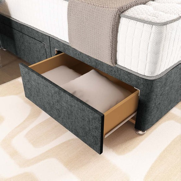 London Chesterfield Divan Bed - Charcoal Chenille