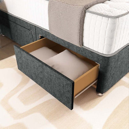 London Chesterfield Divan Bed - Charcoal Chenille