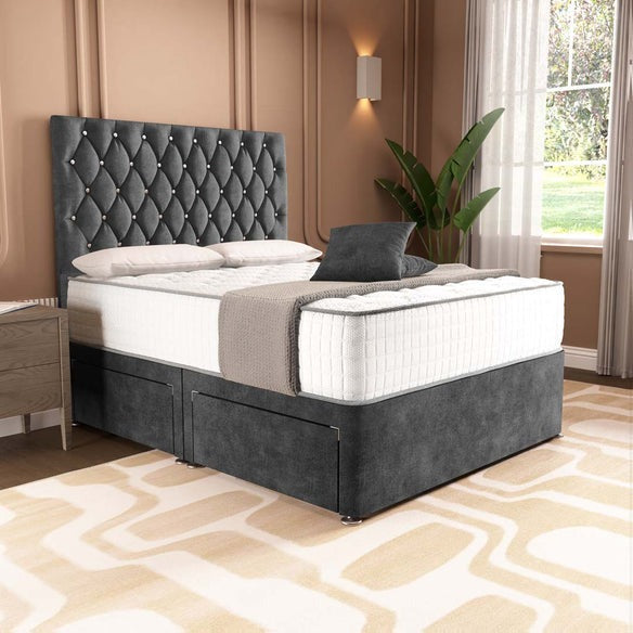 London Chesterfield Divan Bed - Charcoal Coniston