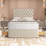London Chesterfield Divan Bed - Cream Chenille