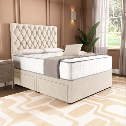 London Chesterfield Divan Bed - Cream Naples