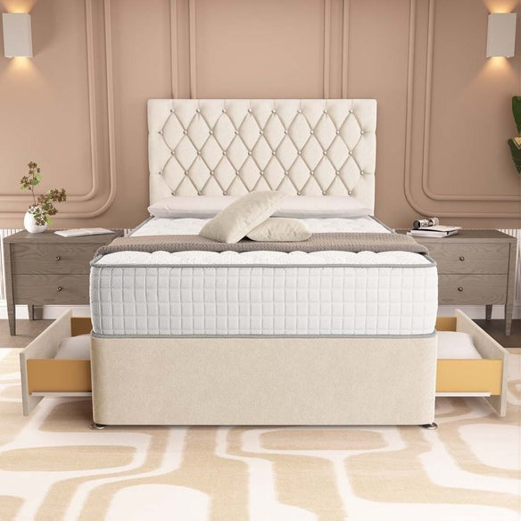 London Chesterfield Divan Bed - Cream Naples