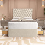 London Chesterfield Divan Bed - Cream Plush Velvet