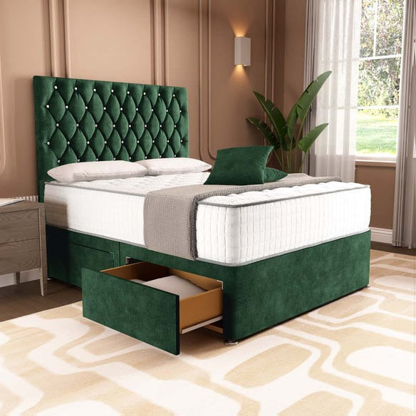 London Chesterfield Divan Bed - Emerald Coniston