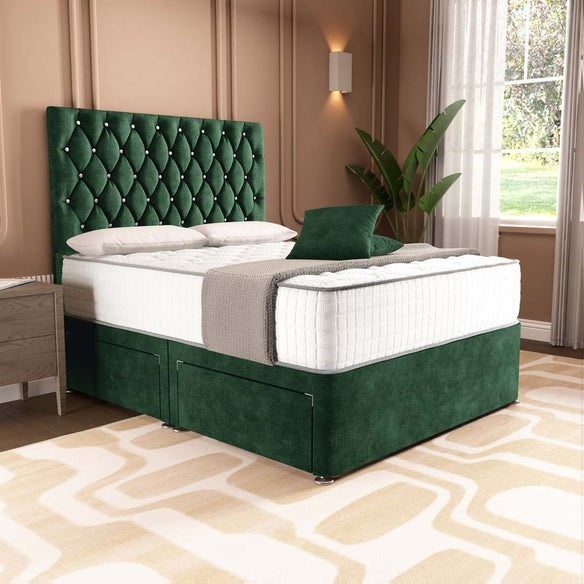 London Chesterfield Divan Bed - Emerald Coniston