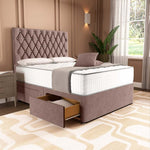 London Chesterfield Divan Bed - Mauve Naples