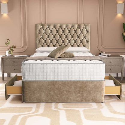 London Chesterfield Divan Bed - Mink Coniston