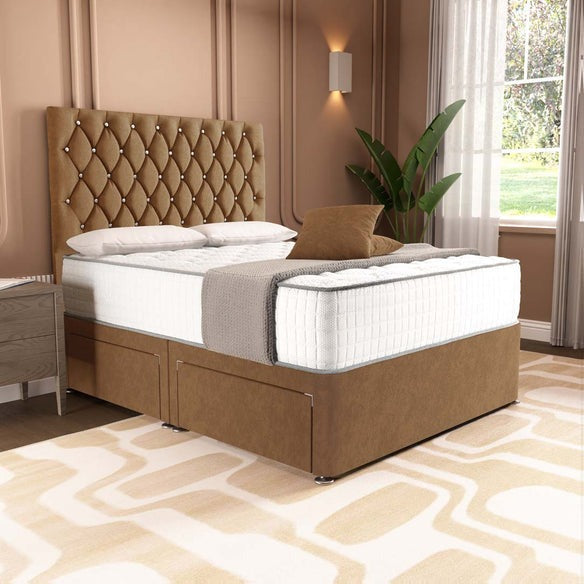 London Chesterfield Divan Bed - Mink Naples