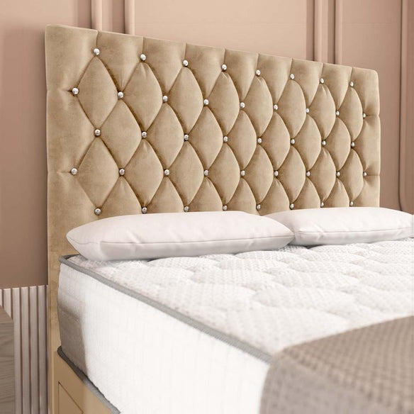 London Chesterfield Divan Bed - Mink Plush Velvet