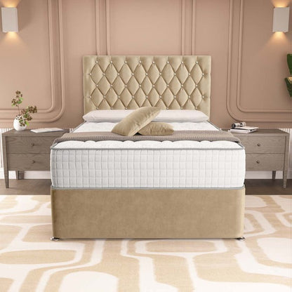 London Chesterfield Divan Bed - Mink Plush Velvet