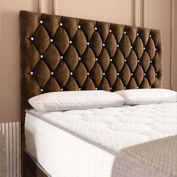 London Chesterfield Divan Bed - Mocca Plush Velvet