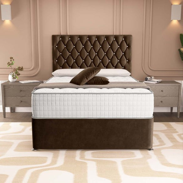 London Chesterfield Divan Bed - Mocca Plush Velvet