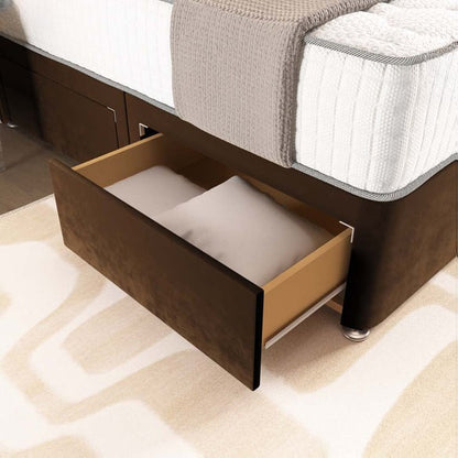 London Chesterfield Divan Bed - Mocca Plush Velvet