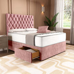 London Chesterfield Divan Bed - Pink Coniston