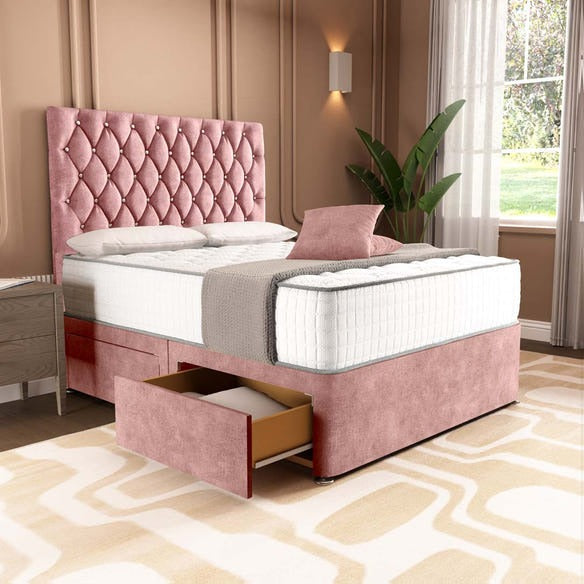 London Chesterfield Divan Bed - Pink Coniston
