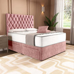 London Chesterfield Divan Bed - Pink Coniston