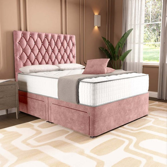 London Chesterfield Divan Bed - Pink Coniston