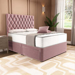 London Chesterfield Divan Bed - Pink Plush Velvet