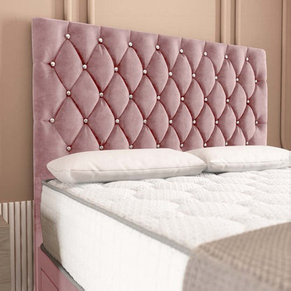 London Chesterfield Divan Bed - Pink Plush Velvet