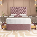 London Chesterfield Divan Bed - Pink Plush Velvet