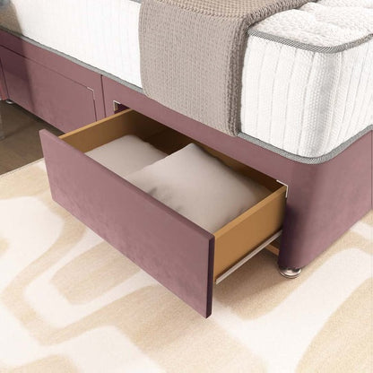 London Chesterfield Divan Bed - Pink Plush Velvet
