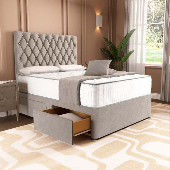 London Chesterfield Divan Bed - Seal Grey Naples