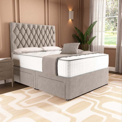 London Chesterfield Divan Bed - Seal Grey Naples