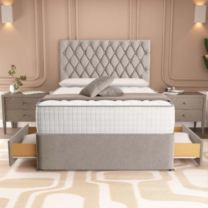 London Chesterfield Divan Bed - Seal Grey Naples