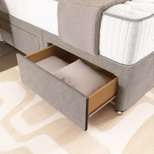 London Chesterfield Divan Bed - Seal Grey Naples