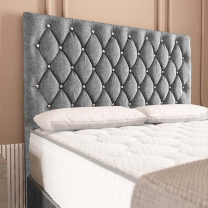London Chesterfield Divan Bed - Silver Chenille