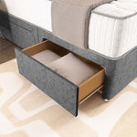London Chesterfield Divan Bed - Silver Chenille