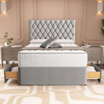 London Chesterfield Divan Bed - Silver Linoso