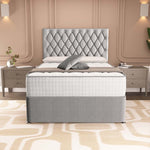 London Chesterfield Divan Bed - Silver Linoso