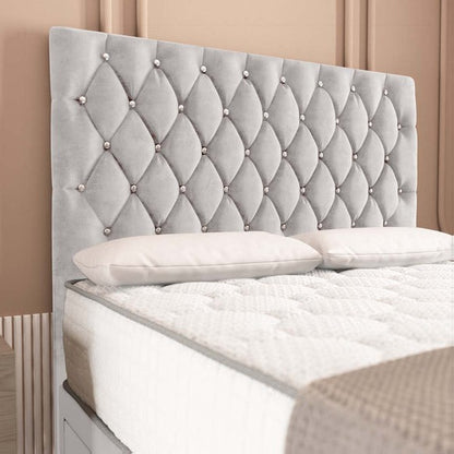 London Chesterfield Divan Bed - Silver Plush Velvet