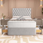 London Chesterfield Divan Bed - Silver Plush Velvet