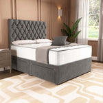 London Chesterfield Divan Bed - Slate Grey Naples