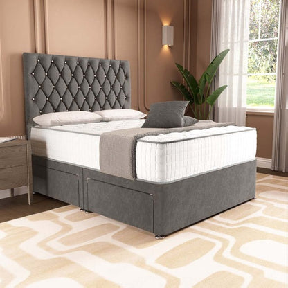 London Chesterfield Divan Bed - Slate Grey Naples