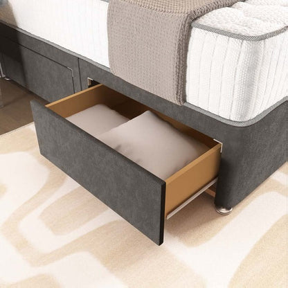 London Chesterfield Divan Bed - Slate Grey Naples