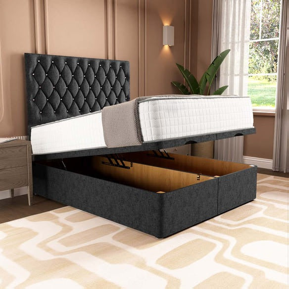 London Ottoman Divan Bed - Black Chenille