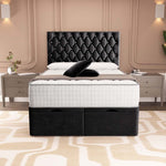 London Ottoman Divan Bed - Black Plush Velvet