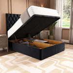 London Ottoman Divan Bed - Black Plush Velvet
